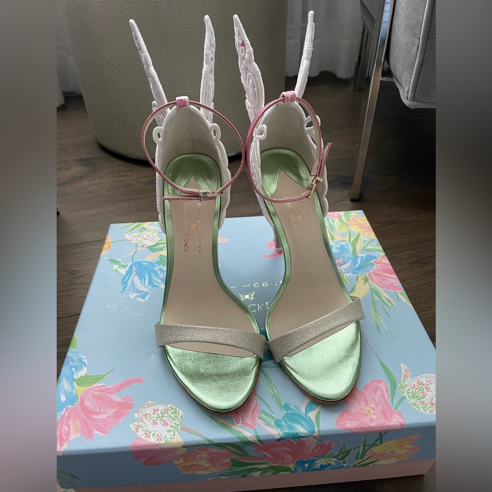 Sophia Webster x LoveShackFancy Women’s Chiara Butterfly Heels Sandals NEW Sz 7 - Picture 7 of 10